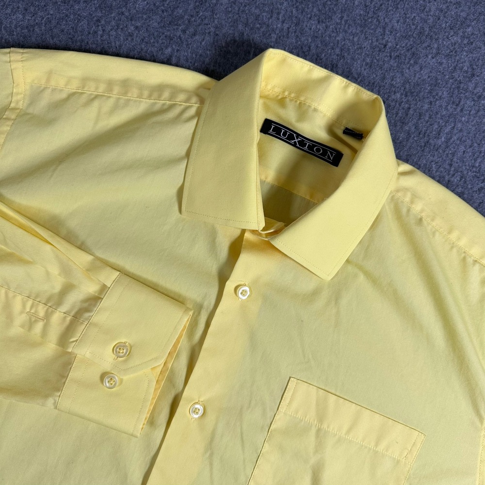 Luxton Mens Yellow Long Sleeve Button Down Dress Shirt Fit L 16-16.5 34-35‎
